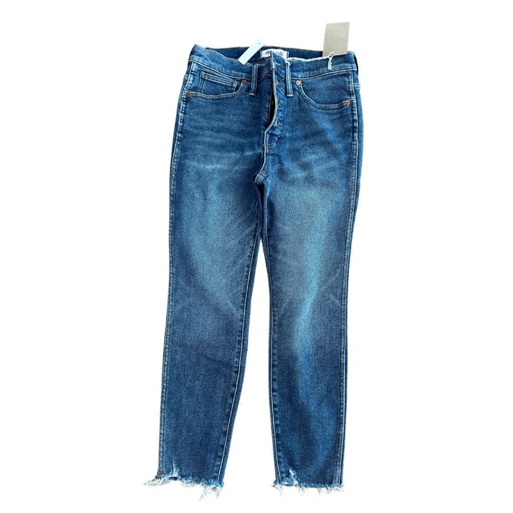 NWT Madewell Womens Blue Distressed 10” High Rise Skinny Denim Jeans Size W 28